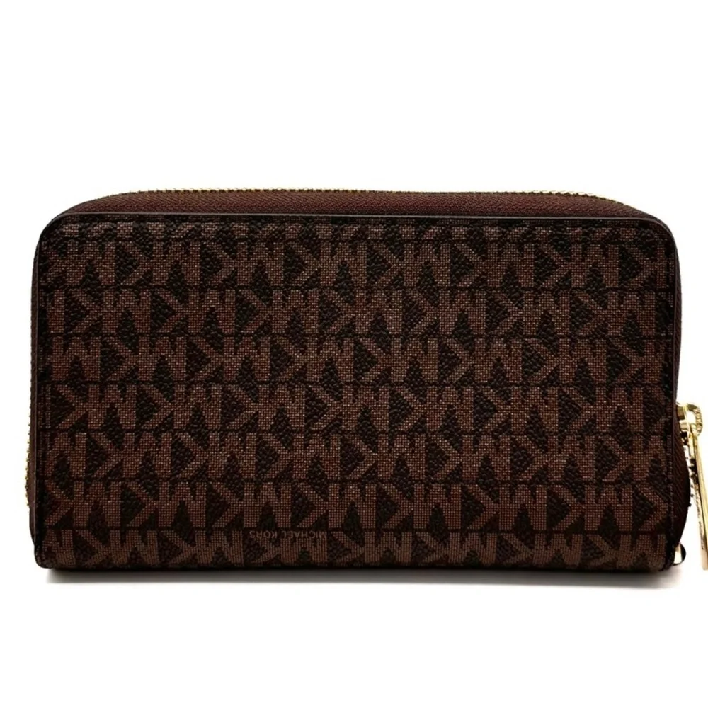Michael Kors JST Flat MF Phone Case Wallet Brown Leather